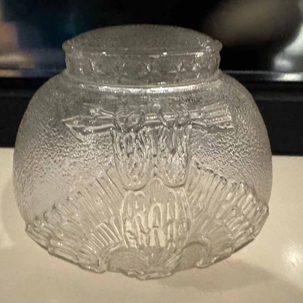 Vintage American Eagle Stars Clear Glass Textured Lamp Light Shade Fitter RARE